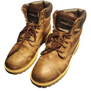 Eddie Bauer Sz 9 Hamilton Leather Work Boots Thinsulate Waterproof Oil Resistant
